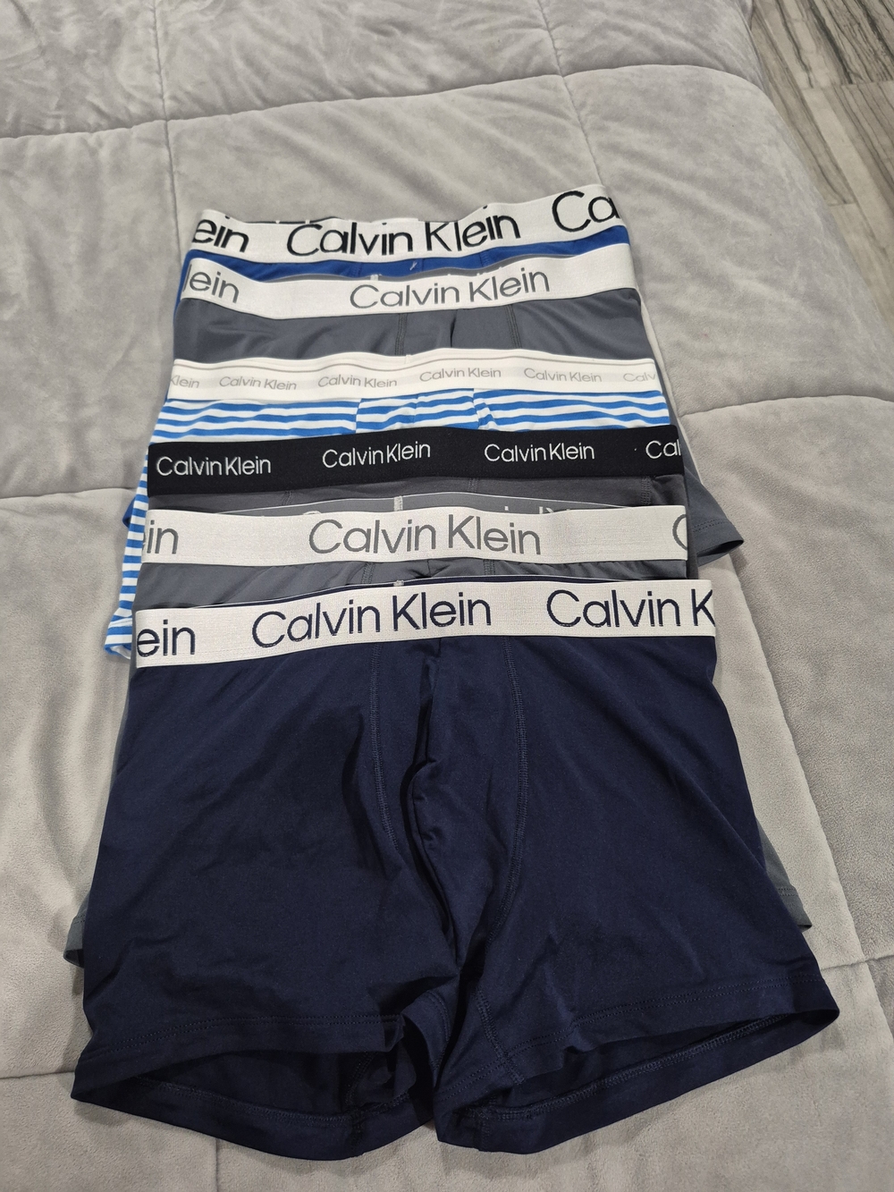 Calvin Klein Men’s Cotton Stretch Boxer Briefs – Navy & Gray Pack